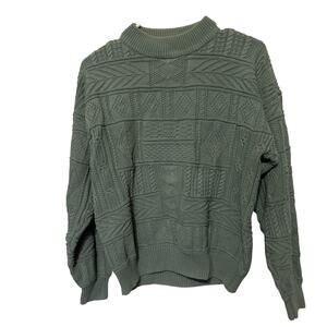 Vintage 1990's Women’s Medium Green Cable Knit Sweater Grandpa